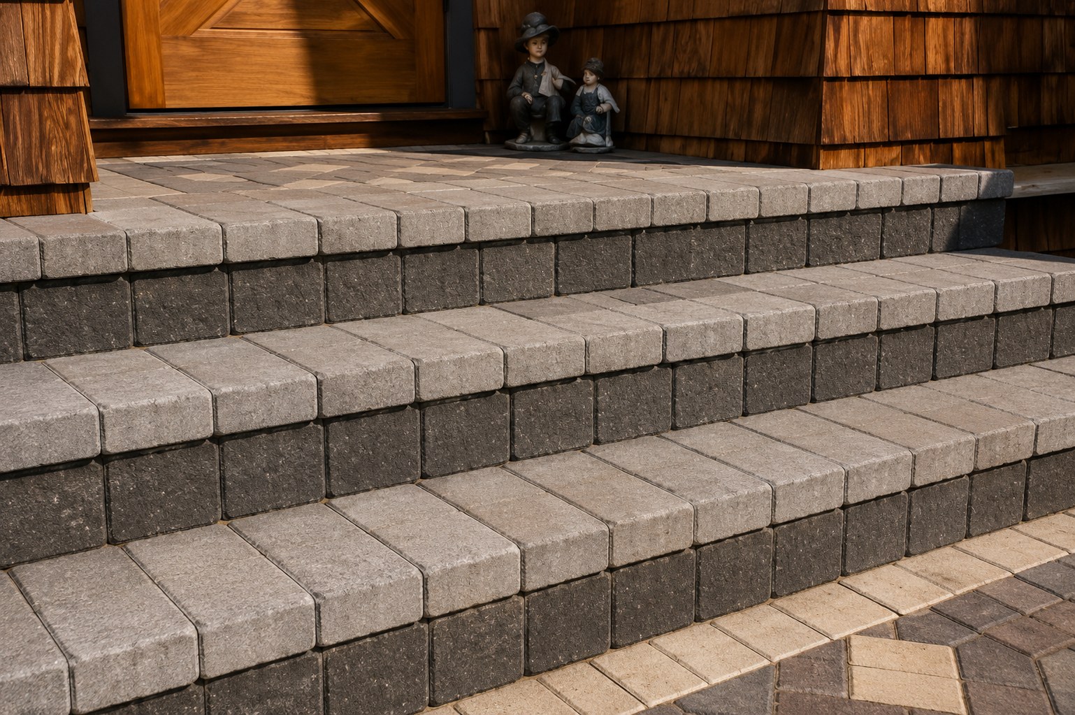 Concrete paver steps leading to residential home entry Portland OR